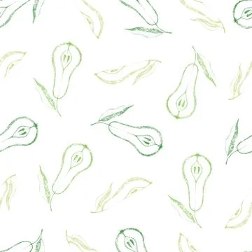 Seamless pattern with pears and leaves. Stock Illustration