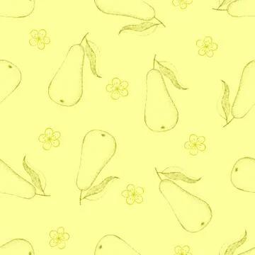Seamless pattern with pears and leaves. Stock Illustration