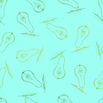 Seamless pattern with pears and leaves. Stock Illustration