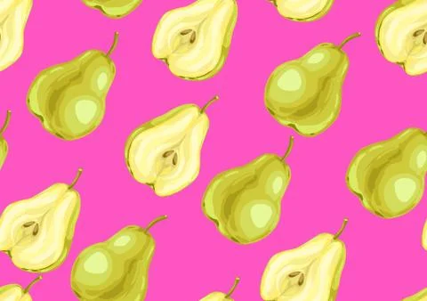 Seamless pattern with pears and slices. Stock Illustration