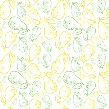 Seamless Pattern Pears Fruits Summer Ornament Background Stock Illustration