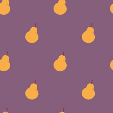 Seamless pattern with pears on purple background. Contemporary abstract flat Stock Illustration