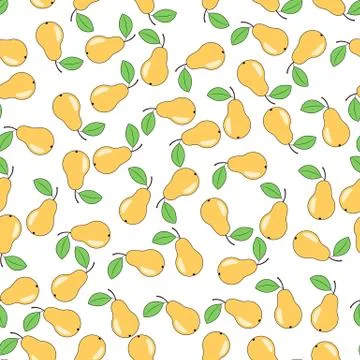 Seamless pattern with pears on transparent background. Vector Stock Illustration
