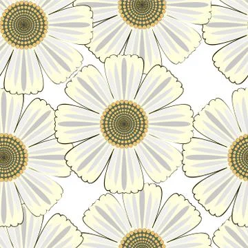 Seamless pattern with peas and hand drawn watercolor camomiles Stock Illustration