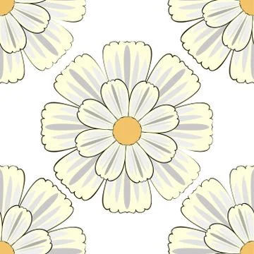 Seamless pattern with peas and hand drawn watercolor camomiles Stock Illustration