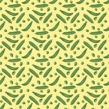 Seamless pattern with peas. peas pattern on yellow background. Stock Illustration