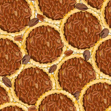 Seamless pattern with pecan pies. The theme of autumn and thanksgiving. Stock Illustration