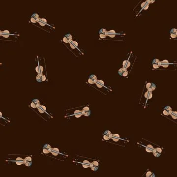 Seamless pattern pegbox violin cartoon vector Stock Illustration