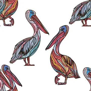 Seamless pattern with pelicans. Stock Illustration
