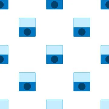 Seamless pattern with pencil blue sharpener on white background. Cartoon styl Stock Illustration