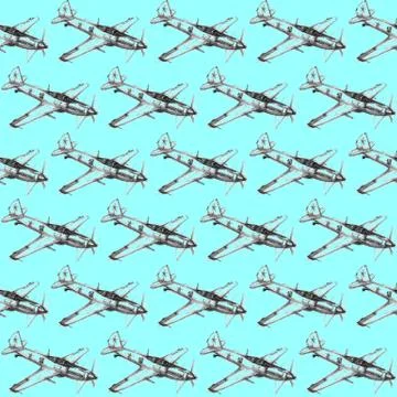 Seamless pattern with pencil drawn airplanes. Backgrounds and textures for bo Stock Illustration