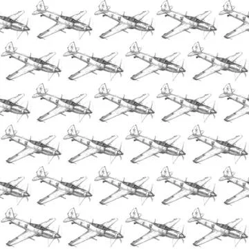 Seamless pattern with pencil drawn airplanes. Backgrounds and textures for bo Stock Illustration