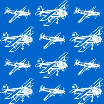 Seamless pattern with pencil drawn airplanes. Backgrounds and textures for bo Stock Illustration