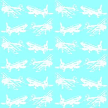 Seamless pattern with pencil drawn airplanes. Backgrounds and textures for bo Stock Illustration
