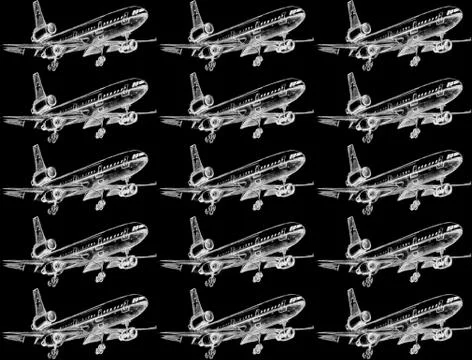 Seamless pattern with pencil drawn airplanes. Backgrounds and textures for bo Stock Illustration
