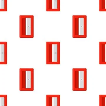 Seamless pattern with pencil red sharpener on white background. Cartoon style Stock Illustration