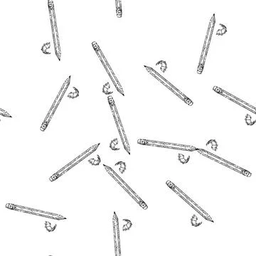 Seamless pattern pencil stationery sketch hand drawn Illustration