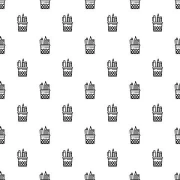 Seamless pattern with pencils in a holder cup Stock Illustration