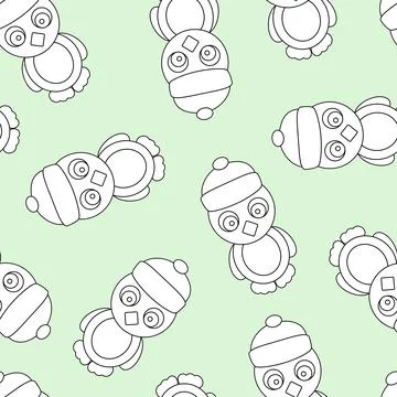 Seamless Pattern with Penguin on Green Background. Stock Illustration