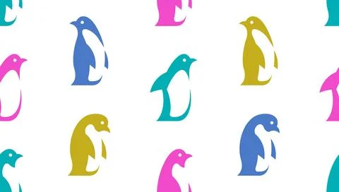 Seamless pattern with Penguin logo Stock Illustration