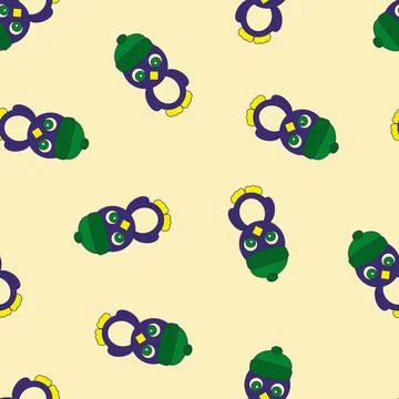 Seamless Pattern with Penguin on Yellow Background. Stock Illustration