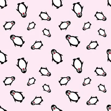 Seamless pattern with penguins. penguin vector background Stock Illustration