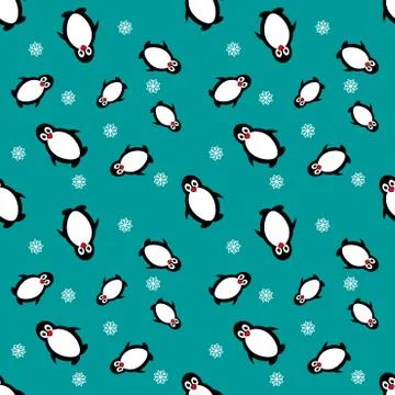 Seamless pattern with penguins. penguin vector background Stock Illustration