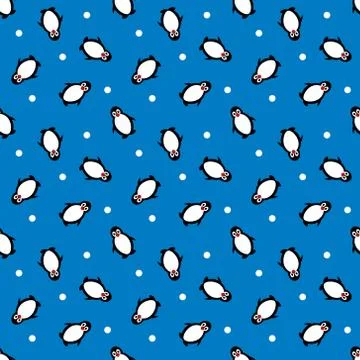 Seamless pattern with penguins. penguin vector background Stock Illustration