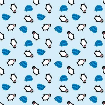 Seamless pattern with penguins. penguin vector background Illustrazione stock