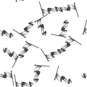 Seamless pattern pennant flag waving sketch hand drawn Stock Illustration