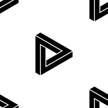 Seamless pattern penrose triangle icon. Impossible vector geometric shape obj Illustrazione stock