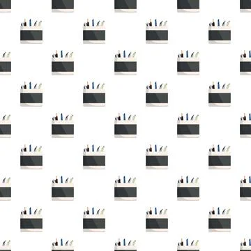 Seamless pattern with pens and pencils in stand Stock Illustration