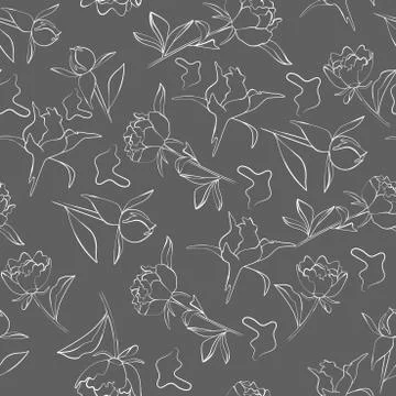 Seamless pattern with peony flower in vector Stock Illustration