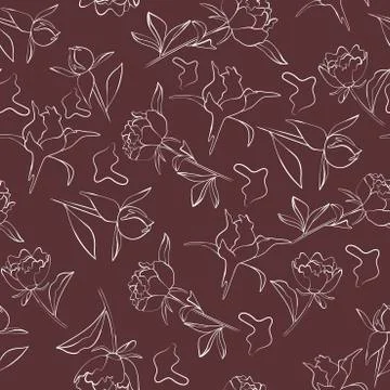 Seamless pattern with peony flower in vector Stock Illustration