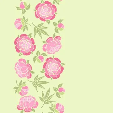 Seamless pattern with peony flowers. Beautiful decorative plants. Stock Illustration