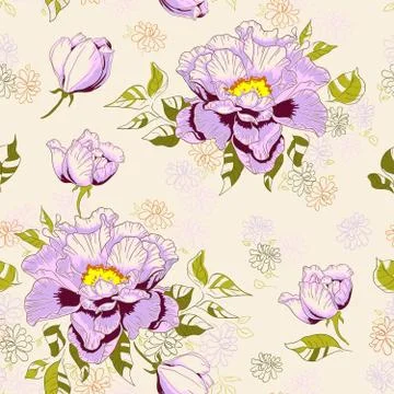 Seamless pattern with peony Stock Illustration