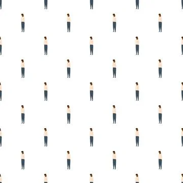 Seamless pattern with people creating a crowd background Stock Illustration