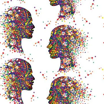 Seamless pattern with people faces Stock Illustration