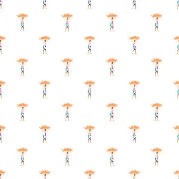 Seamless pattern of people holding sea coral Stock Illustration