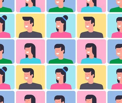 Seamless pattern with People icons Stock Illustration