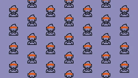 Seamless Pattern of People Icons on a Light Purple Background. Stock Footage 325381957