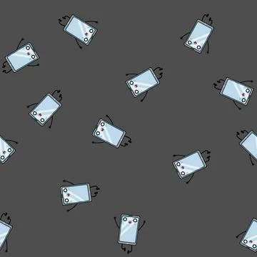 Seamless pattern people phone character cartoon vector イラスト素材