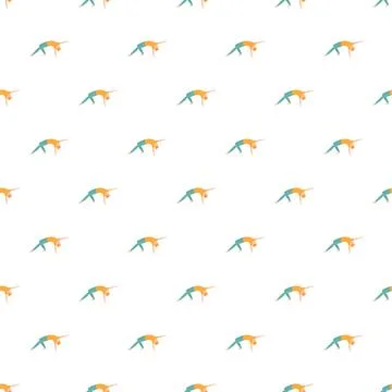 Seamless pattern of people practicing yoga poses Stock Illustration