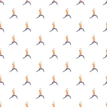Seamless pattern with people practicing yoga warrior pose Stock Illustration