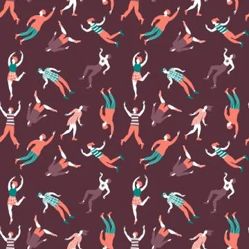 Seamless pattern with people silhouettes Stock Illustration