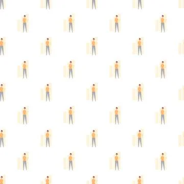 Seamless pattern with people standing and thinking Stock Illustration
