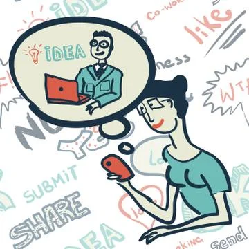 Seamless pattern with people on the topic of Internet communicat Stock Illustration