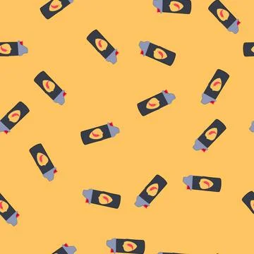 Seamless pattern pepper spray canister showing capsaicin chili protection Stock Illustration