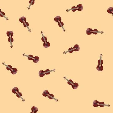 Seamless pattern performance violin cartoon vector Stock Illustration