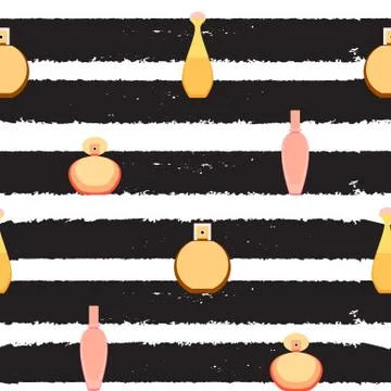 Seamless Pattern of  perfume and adekalon  bottle. Vector Illustration Stock-Illustration